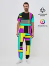 Мужская пижама с брюками / Геометрический неоновый узор