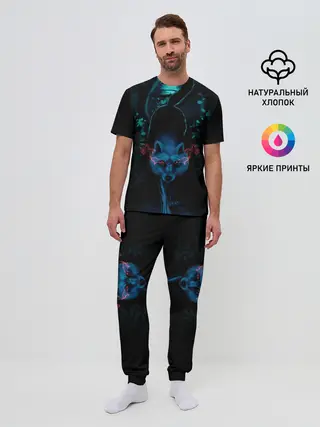 Мужская пижама с брюками / Крадущийся волк