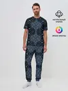 Мужская пижама с брюками / Темный синий абстрактный узор