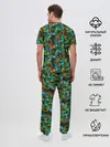 Мужская пижама с брюками / Разноцветные штрихи на бирюзе