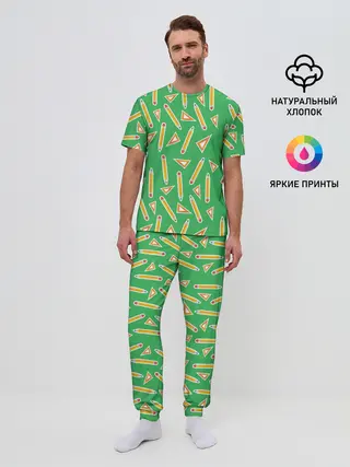 Мужская пижама с брюками / Карандаш и линейка