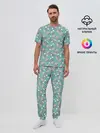 Мужская пижама с брюками / Воланы на ментоловом