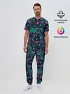 Мужская пижама с брюками / Яркий абстрактный узор