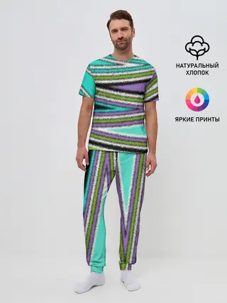 Мужская пижама с брюками / Абстрактный асимметричный