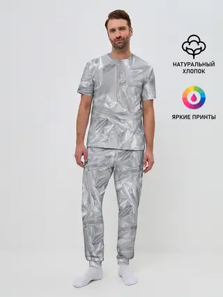 Мужская пижама с брюками / Голографичная фольга