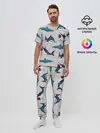 Мужская пижама с брюками / Кровожадные акулы паттерн