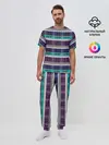 Мужская пижама с брюками / Бирюзово-сиреневый полосатый