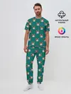 Мужская пижама с брюками / Рыжий кот паттерн