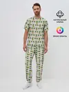 Мужская пижама с брюками / Узор ретро Ананасы