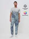 Мужская пижама с брюками / Синие листья