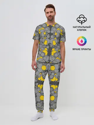 Мужская пижама с брюками / абстракция киберпанк