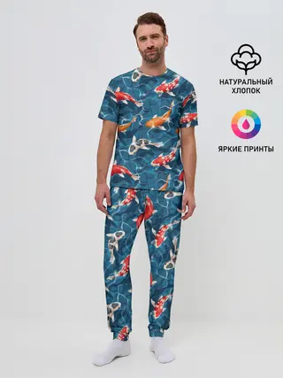 Мужская пижама с брюками / Японские карпы