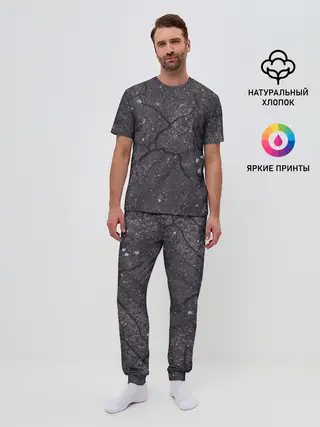 Мужская пижама с брюками / трещина/разлом