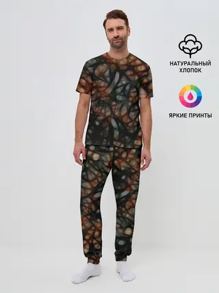 Мужская пижама с брюками / Мраморная паутинка