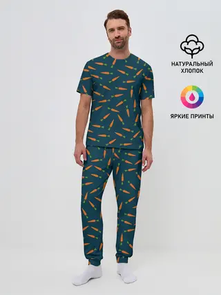 Мужская пижама с брюками / Морковки паттерн