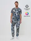 Мужская пижама с брюками / Синий камуфляж с щупальцами