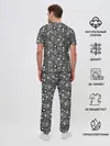 Мужская пижама с брюками / Кружевной черно белый узор