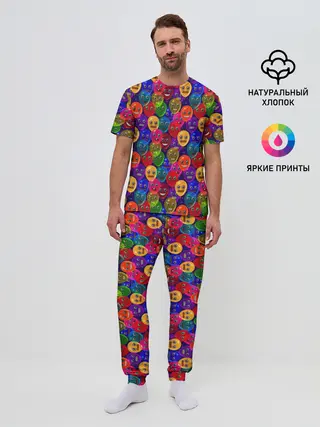 Мужская пижама с брюками / Шарики