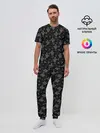 Мужская пижама с брюками / Черно белые кактусы