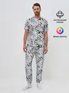 Мужская пижама с брюками / Абстрактный сиренево-черный