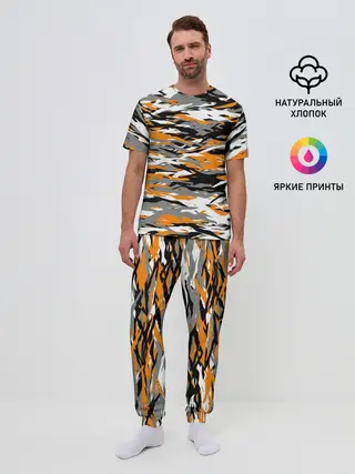 Мужская пижама с брюками / Тигровый камуфляж