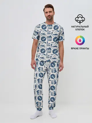 Мужская пижама с брюками / Fishing Club