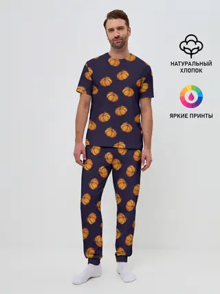 Мужская пижама с брюками / Тыквенный