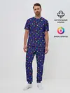 Мужская пижама с брюками / Разноцветные Лампочки