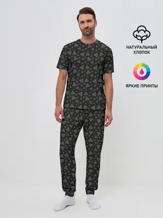 Мужская пижама с брюками / Абстракция из разноцветных треугольников