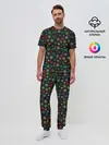 Мужская пижама с брюками / Разноцветные Снежинки