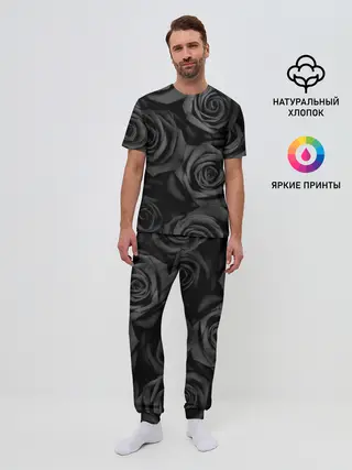 Мужская пижама с брюками / Черные розы