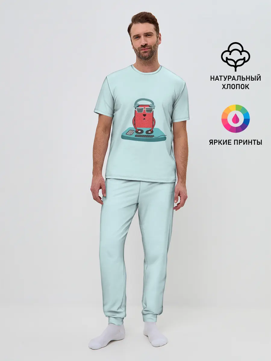 Мужская пижама с брюками / Воспроизведение