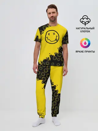 Мужская пижама с брюками / Nirvana Smile | Нирвана Рваный Паттерн