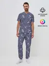 Мужская пижама с брюками / Зимняя абстракция