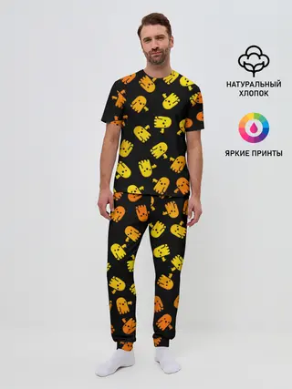Мужская пижама с брюками / BOO! ПРИЗРАК, ПРИВЕДЕНИЕ ХЕЛЛОУИН ОРАНЖЕВЫЙ