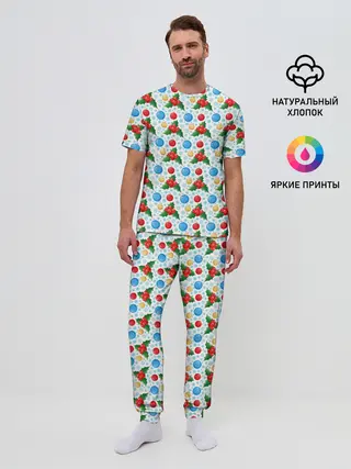 Мужская пижама с брюками / Новогодняя Символика