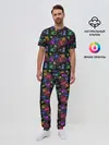 Мужская пижама с брюками / Снежинки в разных цветах