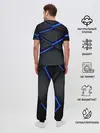 Мужская пижама с брюками / 3d неоновый черный принт плиты