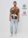 Мужская пижама с брюками / Медведь с рыбой во рту