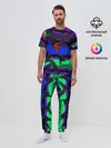 Мужская пижама с брюками / Абстрактный узор цветных оттенков