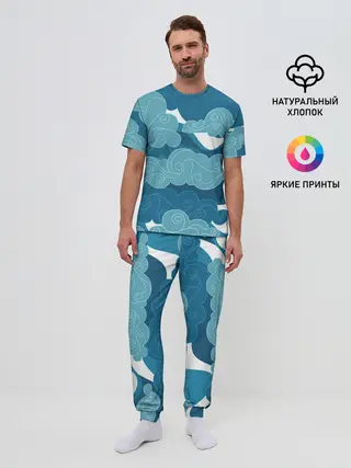 Мужская пижама с брюками / Облака Греции