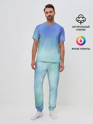 Мужская пижама с брюками / Небесная синева
