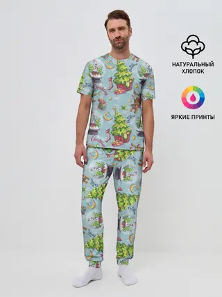 Мужская пижама с брюками / Merry Christmas Pattern