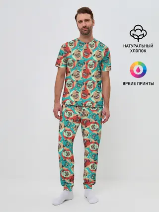 Мужская пижама с брюками / Прикольные Мопсы