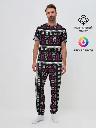 Мужская пижама с брюками / Праздник кальмара