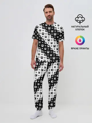 Мужская пижама с брюками / Следы от Лап
