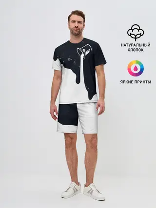 Мужской костюм с шортами / Черно-белый