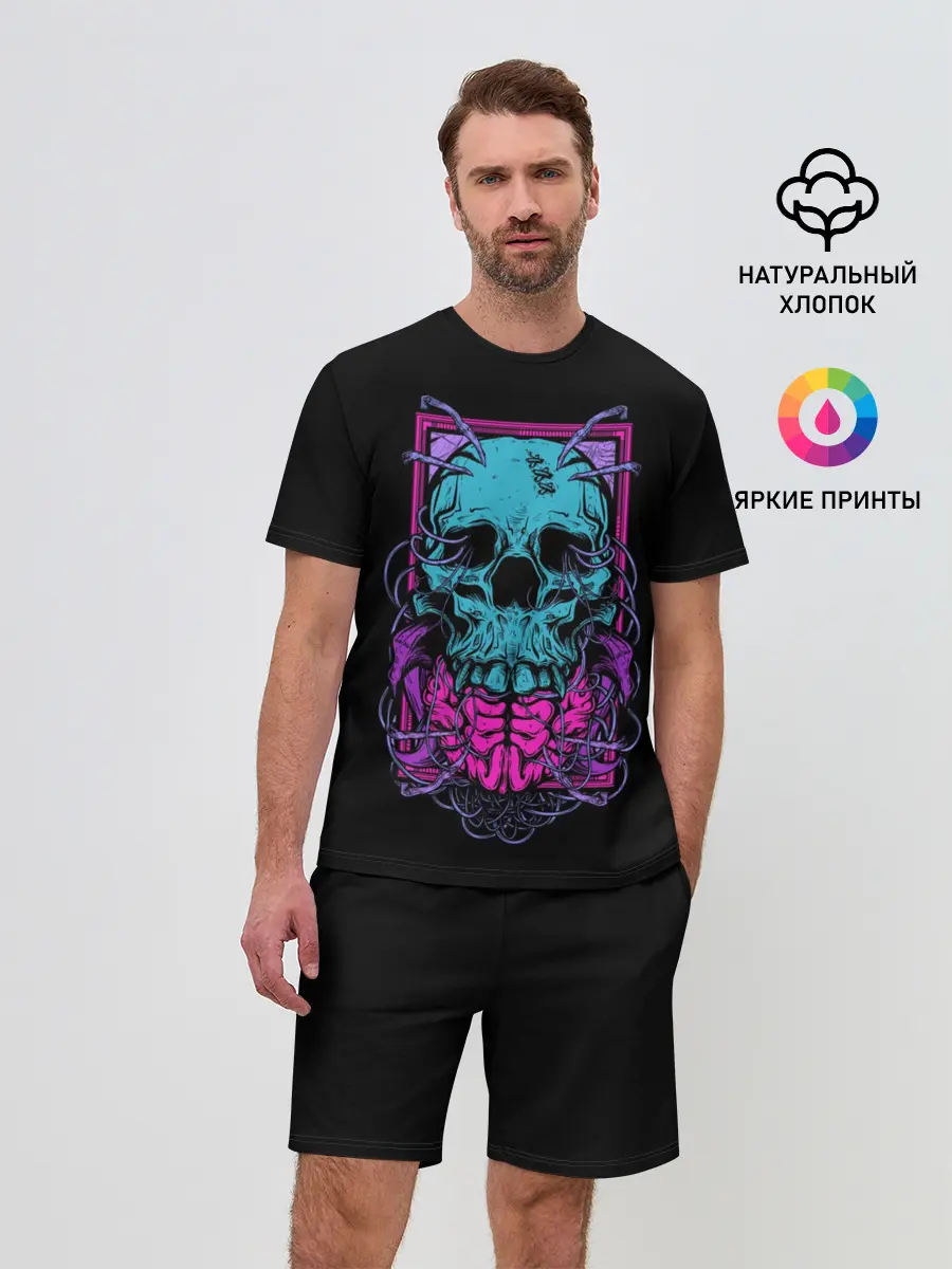 Мужской костюм с шортами / Кислотный череп