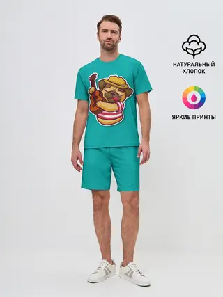 Мужской костюм с шортами / Мопс музыкант