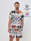 Мужской костюм с шортами / Снежинки акварель